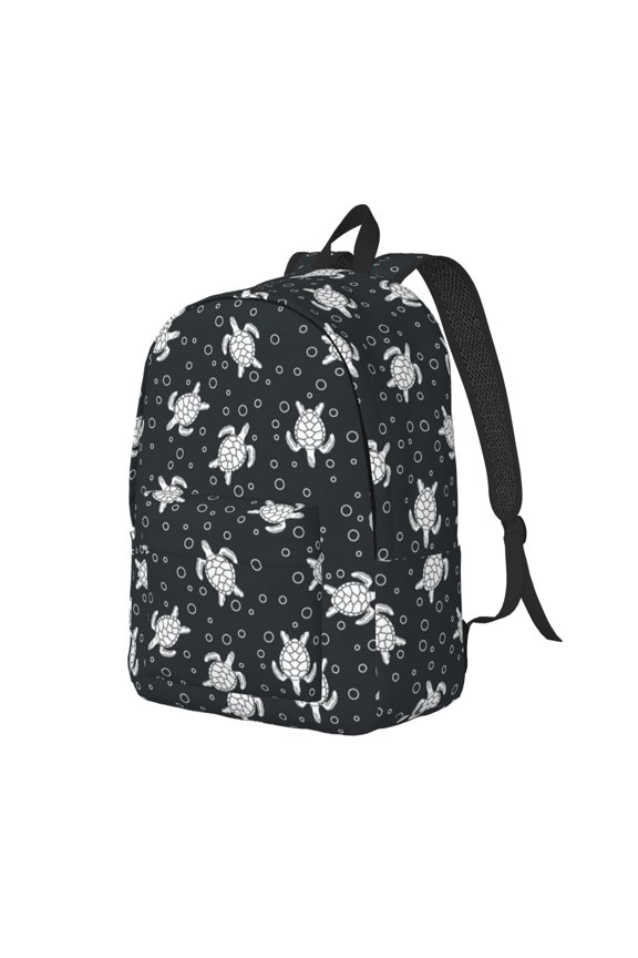 Turtle Print Canvas Backpack for Women & Men Retro Aesthetic Rucksack Basic Backpack for High School/College Students Travel Laptop Bag