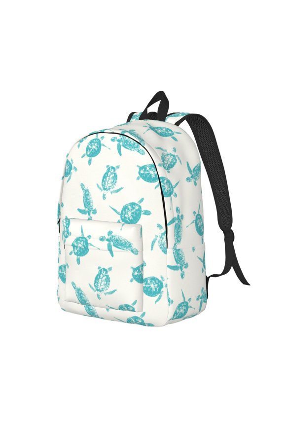 Turtle Print Canvas Backpack for Women & Men Retro Aesthetic Rucksack Basic Backpack for High School/College Students Travel Laptop Bag