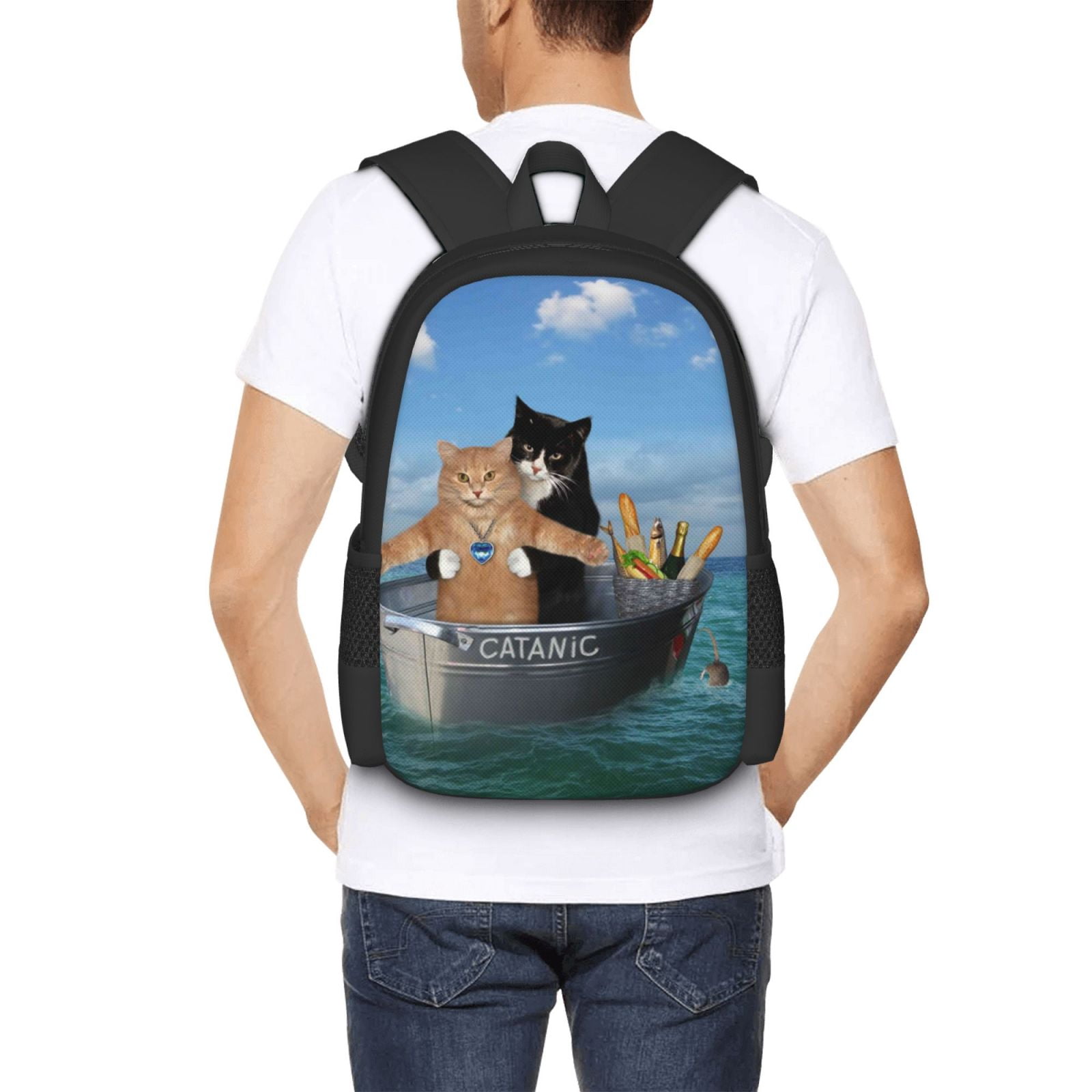 Ratiio Two Brave Cats Are Floating On The Sea Iceberg Backpack for Men and Women - Durable 600D Oxford Cloth -Large Capacity, Water-Resistant School, Travel, and Hiking Bag