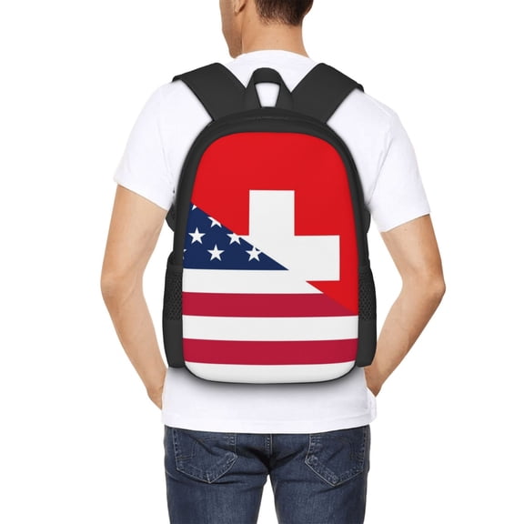 Ratiio USA Switzerland Backpack for Men and Women - Durable 600D Oxford Cloth -Large Capacity, Water-Resistant School, Travel, and Hiking Bag