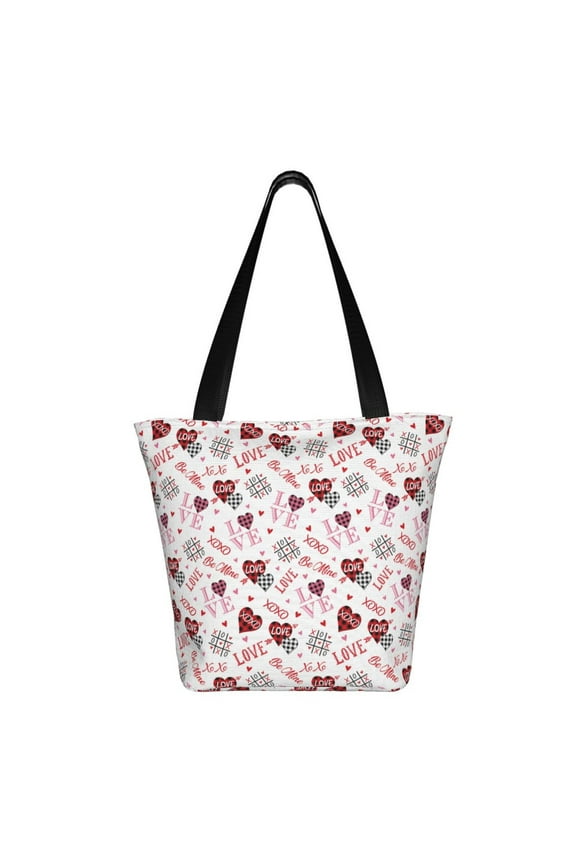 Valentine's Day Print Shoulder Bag for Women, Polyester Crossbody Purse Lightweight Handbag for Daily Travel and Casual Use