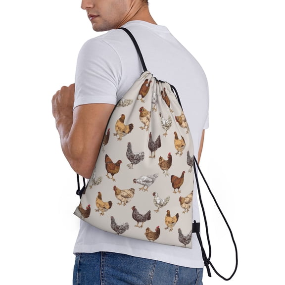 Ratiio Various Chicken Print Drawstring Backpack Bag Sport Gym Sackpack Heavy Duty String Backpack for Men Women