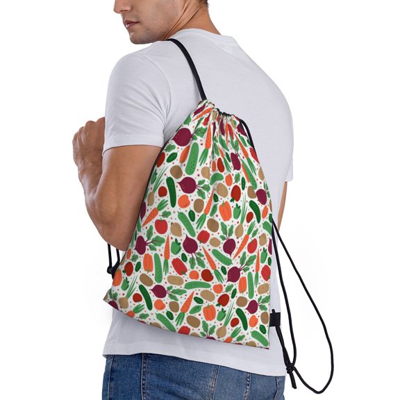 Ratiio Vegetables Print Drawstring Backpack Bag Sport Gym Sackpack Heavy Duty String Backpack for Men Women