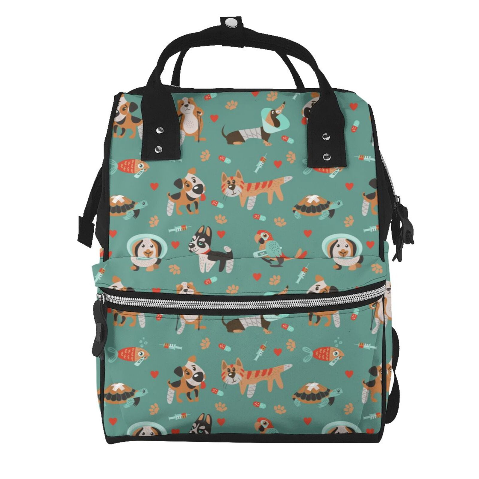 Ratiio Veterinary Clinics Mummy Backpack - Waterproof Twill Canvas, Large Capacity Diaper Bag with Multiple Pockets and Adjustable Straps