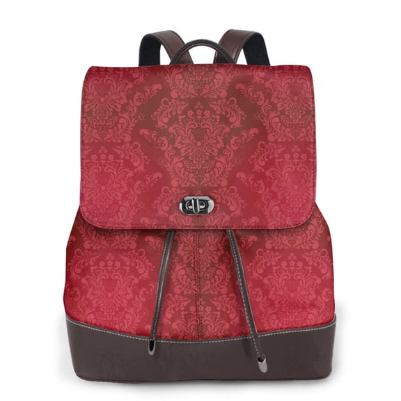 Ratiio Vintage Burgundy Pattern Womens Backpack Purse Leather Backpack Purse for Women Travel Fashion Backpack Designer Ladies Shoulder Bags