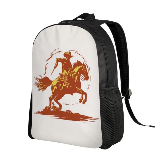 Ratiio Vintage Cowboy On A Bronco Horse Print Backpack with Padded 15-inch Laptop Sleeve- Spacious and Durable Daypack for Work and Travel