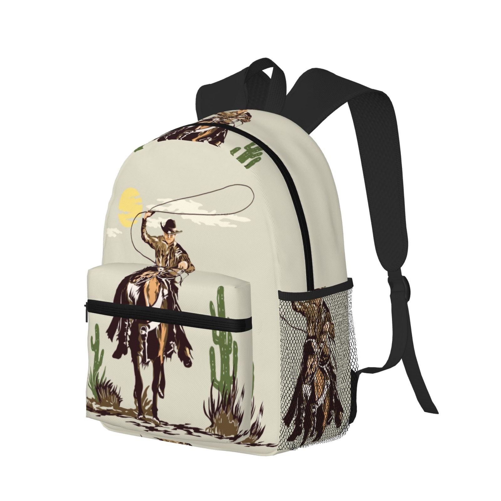 Ratiio Vintage Cowboy Riding Horse Print Casual Backpack for Men and ...