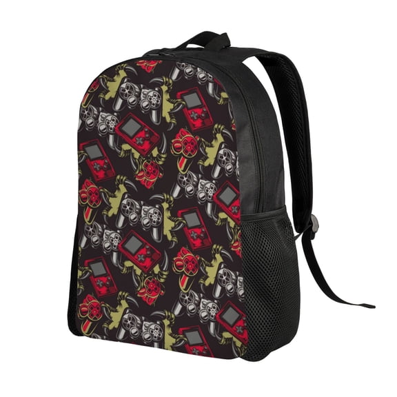 Ratiio Vintage Gaming Print Backpack with Padded 15-inch Laptop Sleeve- Spacious and Durable Daypack for Work and Travel