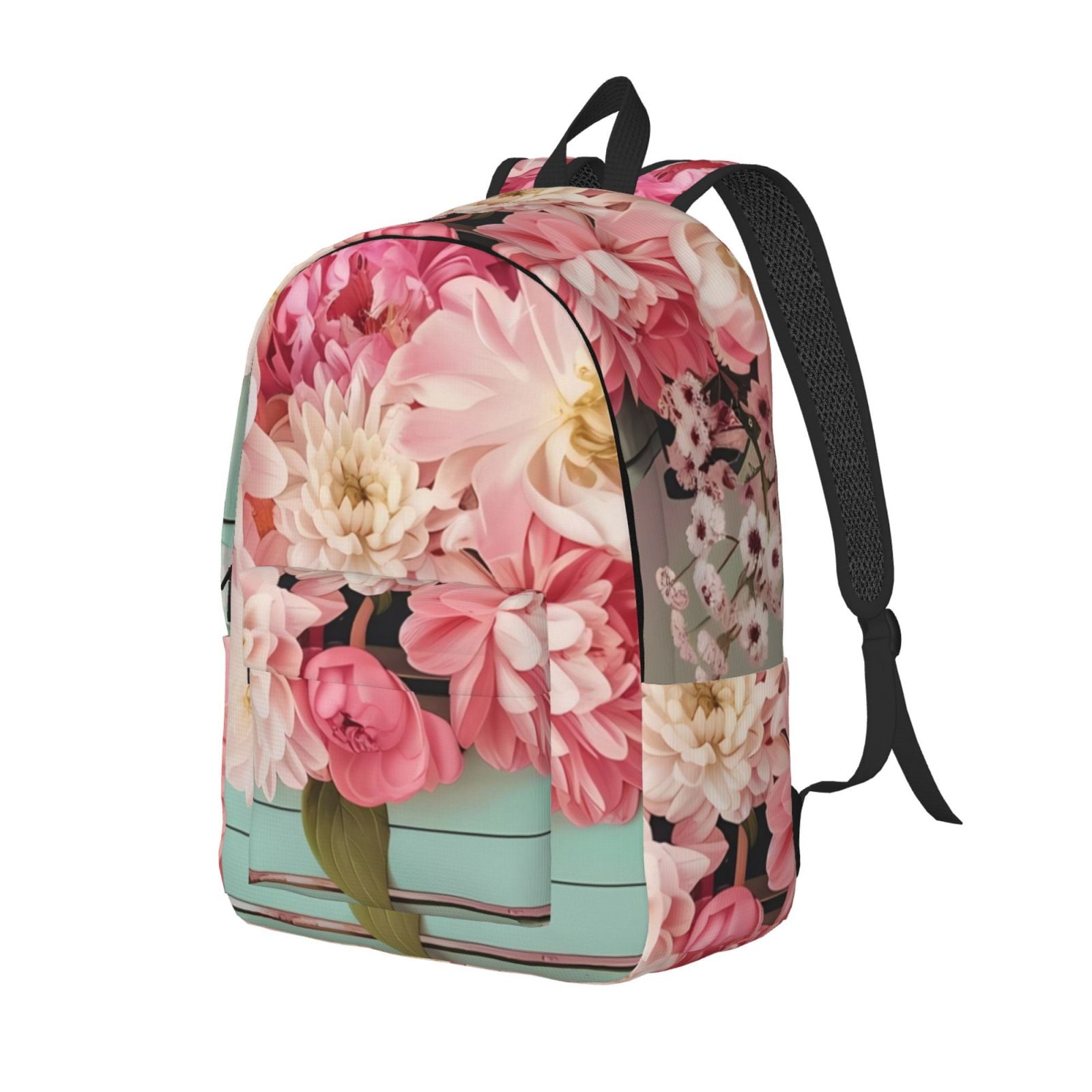 Asthetic Ricksack Ratiio Vintage Typewriter Floral Print Canvas Backpack for Women & Men ...