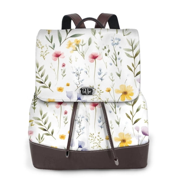 Ratiio Watercolor Floral A Pattern Womens Backpack Purse Leather Backpack Purse for Women Travel Fashion Backpack Designer Ladies Shoulder Bags