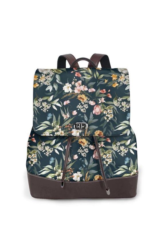 Watercolor Floral Pattern Womens Backpack Purse Leather Backpack Purse for Women Travel Fashion Backpack Designer Ladies Shoulder Bags