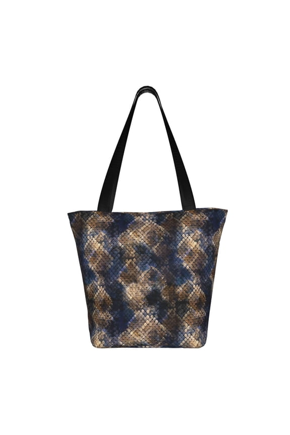 Watercolor Snake Skin Print Shoulder Bag for Women, Polyester Crossbody Purse Lightweight Handbag for Daily Travel and Casual Use