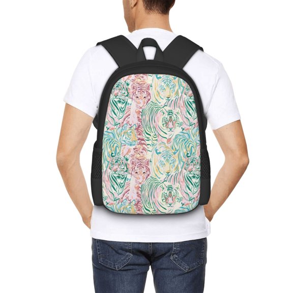 Ratiio Watercolor Tiger Backpack for Men and Women - Durable 600D Oxford Cloth -Large Capacity, Water-Resistant School, Travel, and Hiking Bag