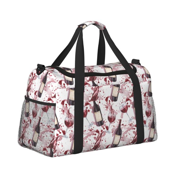 Ratiio Watercolor Wine Pattern Hand Travel Bag, Weekender Carry On for Women Men, Sports Gym Bag, Workout Duffel Bag, Overnight Shoulder Bag fit 15.6 Inch Laptop