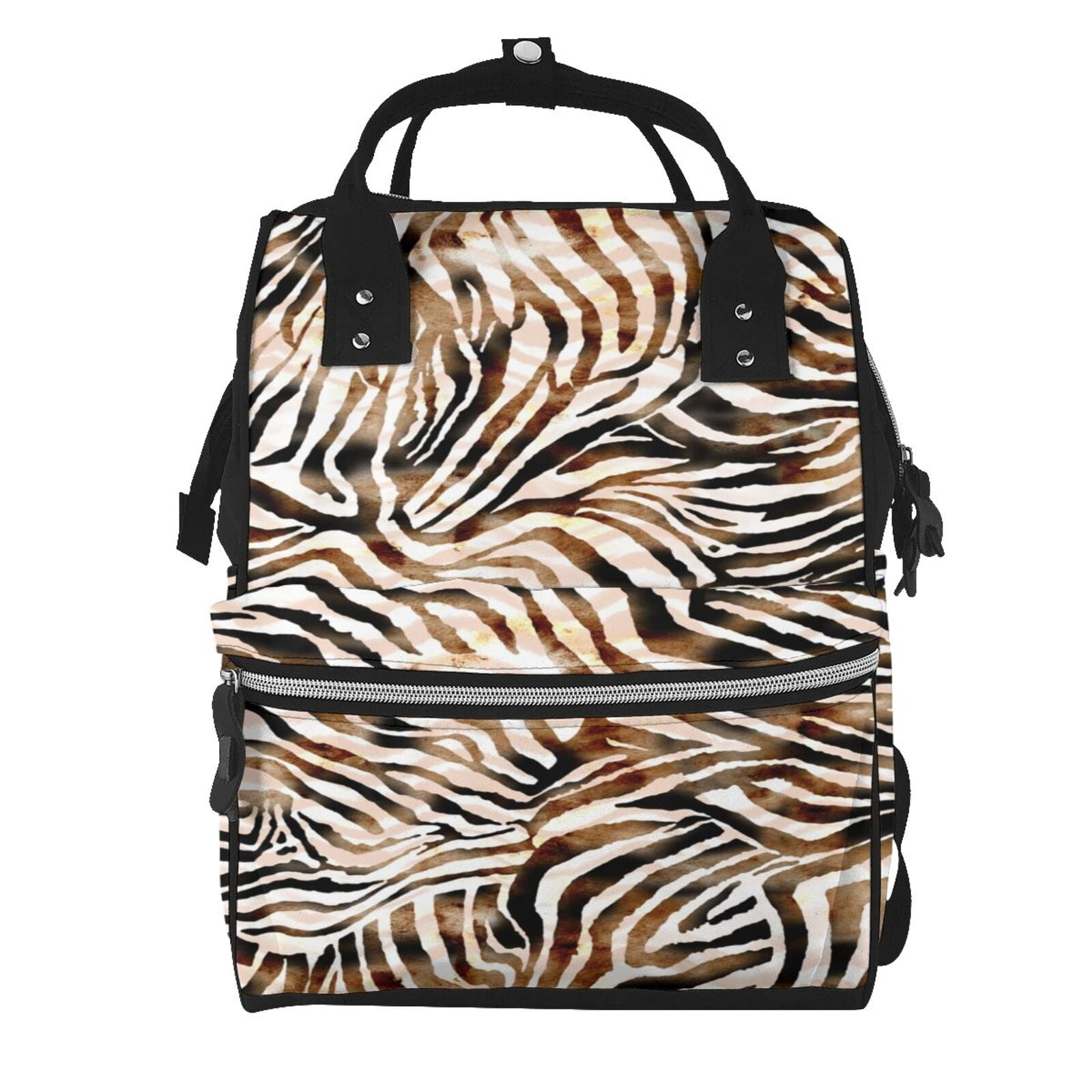 Ratiio Watercolor Zebra Mummy Backpack - Waterproof Twill Canvas, Large Capacity Diaper Bag with Multiple Pockets and Adjustable Straps