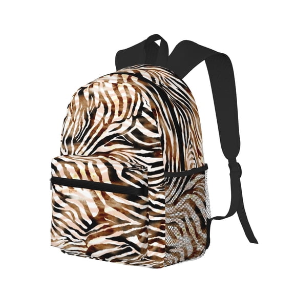Ratiio Watercolor Zebra Print Casual Backpack for Men and Women, Water Resistant Oxford Fabric School Bag Lightweight Travel Daypack
