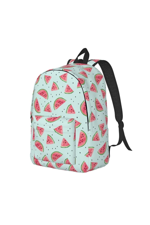 Watermelon Print Canvas Backpack for Women & Men Retro Aesthetic Rucksack Basic Backpack for High School/College Students Travel Laptop Bag