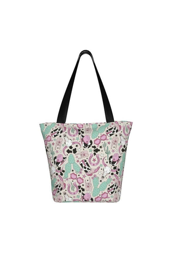 West Cowgirl Disco Print Shoulder Bag for Women, Polyester Crossbody Purse Lightweight Handbag for Daily Travel and Casual Use