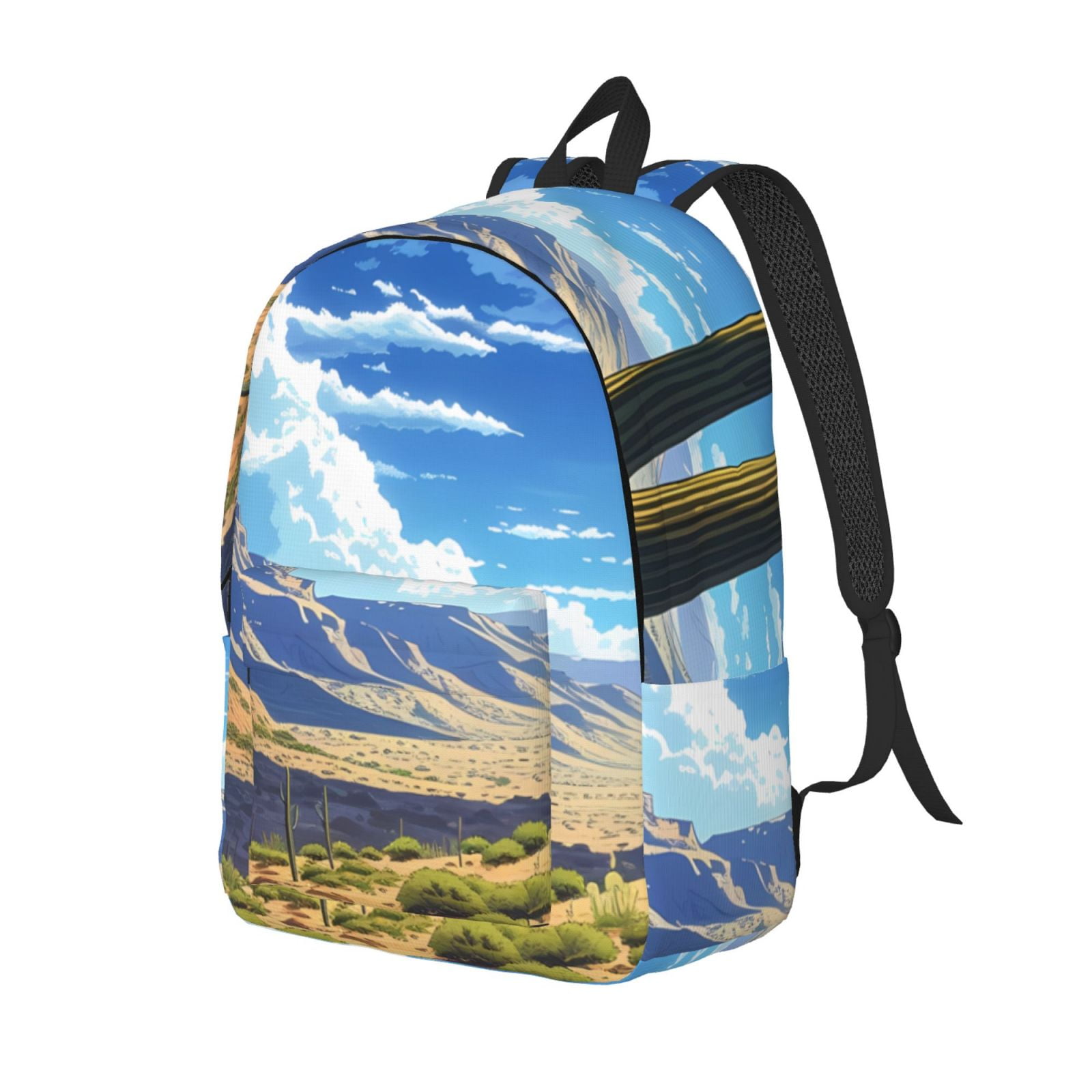 Asthetic Ricksack Ratiio Western Desert Cactus Print Canvas Backpack for Women & Men ...