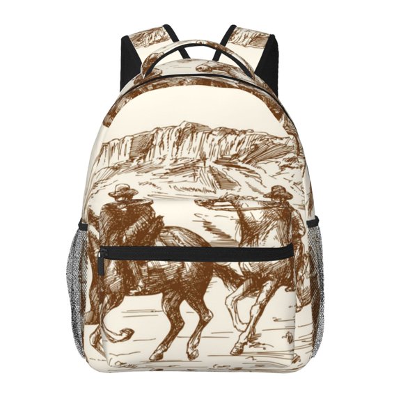 Ratiio Western Desert Cowboys1 Print Eco-Friendly Casual Backpack, Water-Resistant Polyester Canvas Daypack with Smooth Zippers, Comfortable & Durable Travel Bag with Laptop Compartment