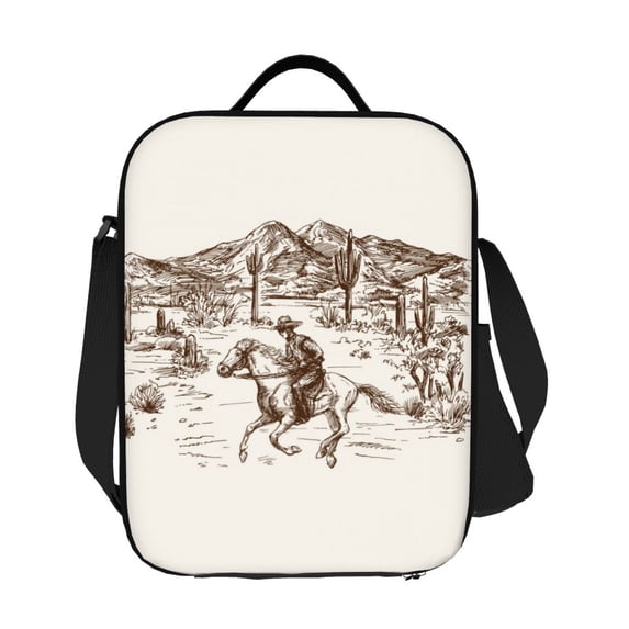 Ratiio Western Desert Cowboys3 Print Lunch Box - Reusable Lunch Bag Men Adult Women- Insulated LunchBox