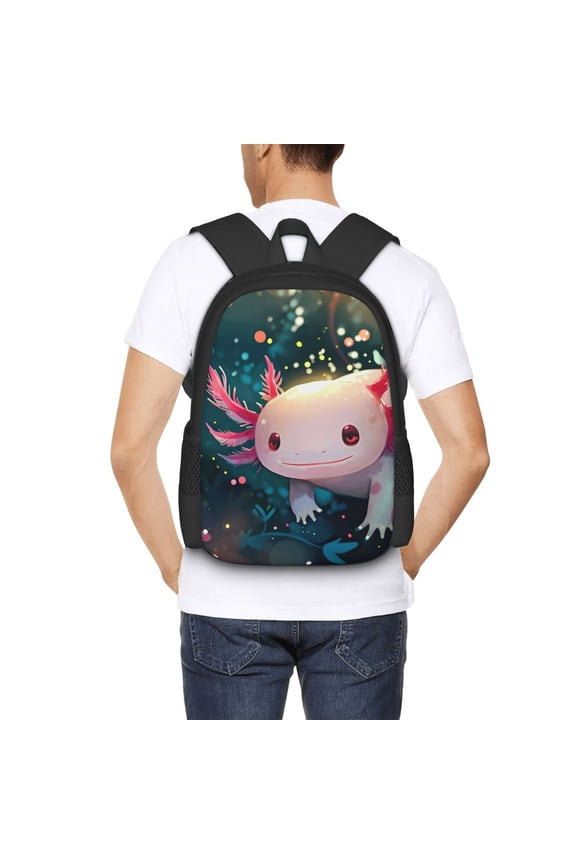Whimsical Axolotl Fantasy Backpack for Men and Women - Durable 600D Oxford Cloth -Large Capacity, Water-Resistant School, Travel, and Hiking Bag