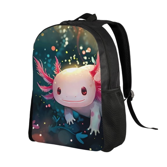 Ratiio Whimsical Axolotl Fantasy Print Backpack with Padded 15-inch Laptop Sleeve- Spacious and Durable Daypack for Work and Travel