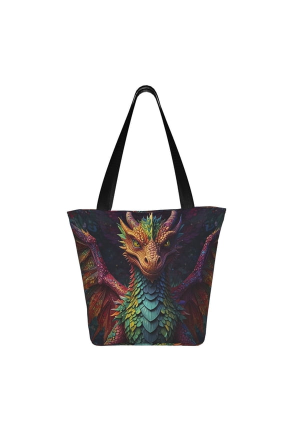 Whimsical Dragon Color Cool Print Shoulder Bag for Women, Polyester Crossbody Purse Lightweight Handbag for Daily Travel and Casual Use