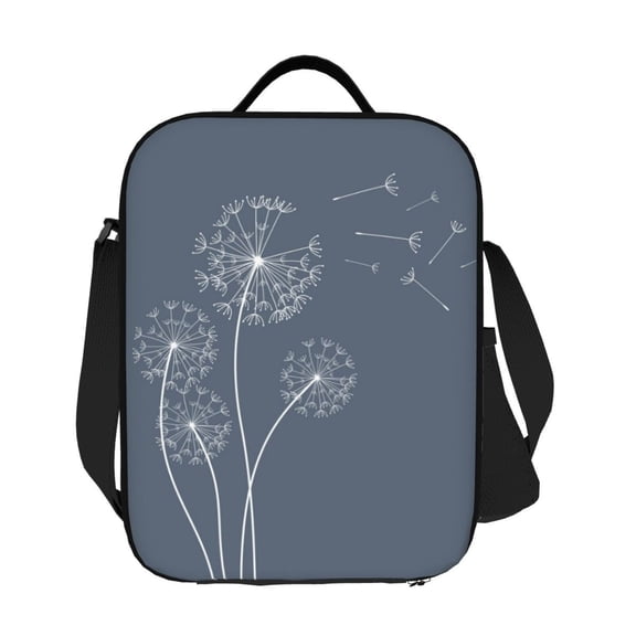 Ratiio White Dandelion Print Lunch Box - Reusable Lunch Bag Men Adult Women- Insulated LunchBox
