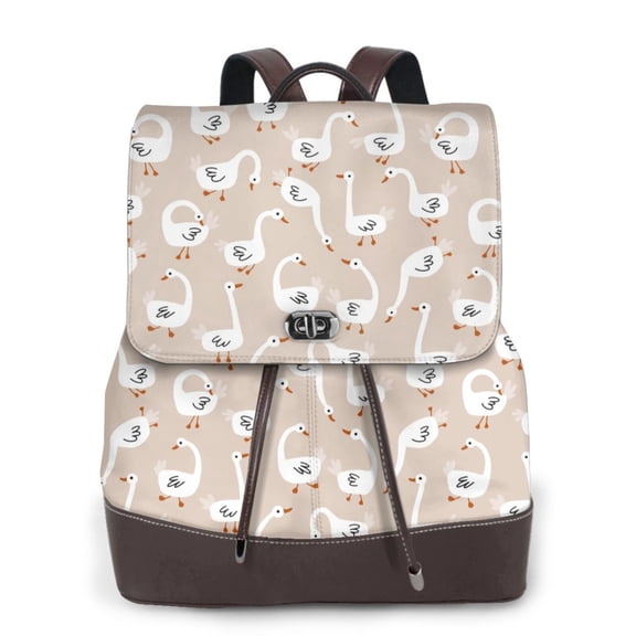 Ratiio White Goose Pattern Womens Backpack Purse Leather Backpack Purse for Women Travel Fashion Backpack Designer Ladies Shoulder Bags