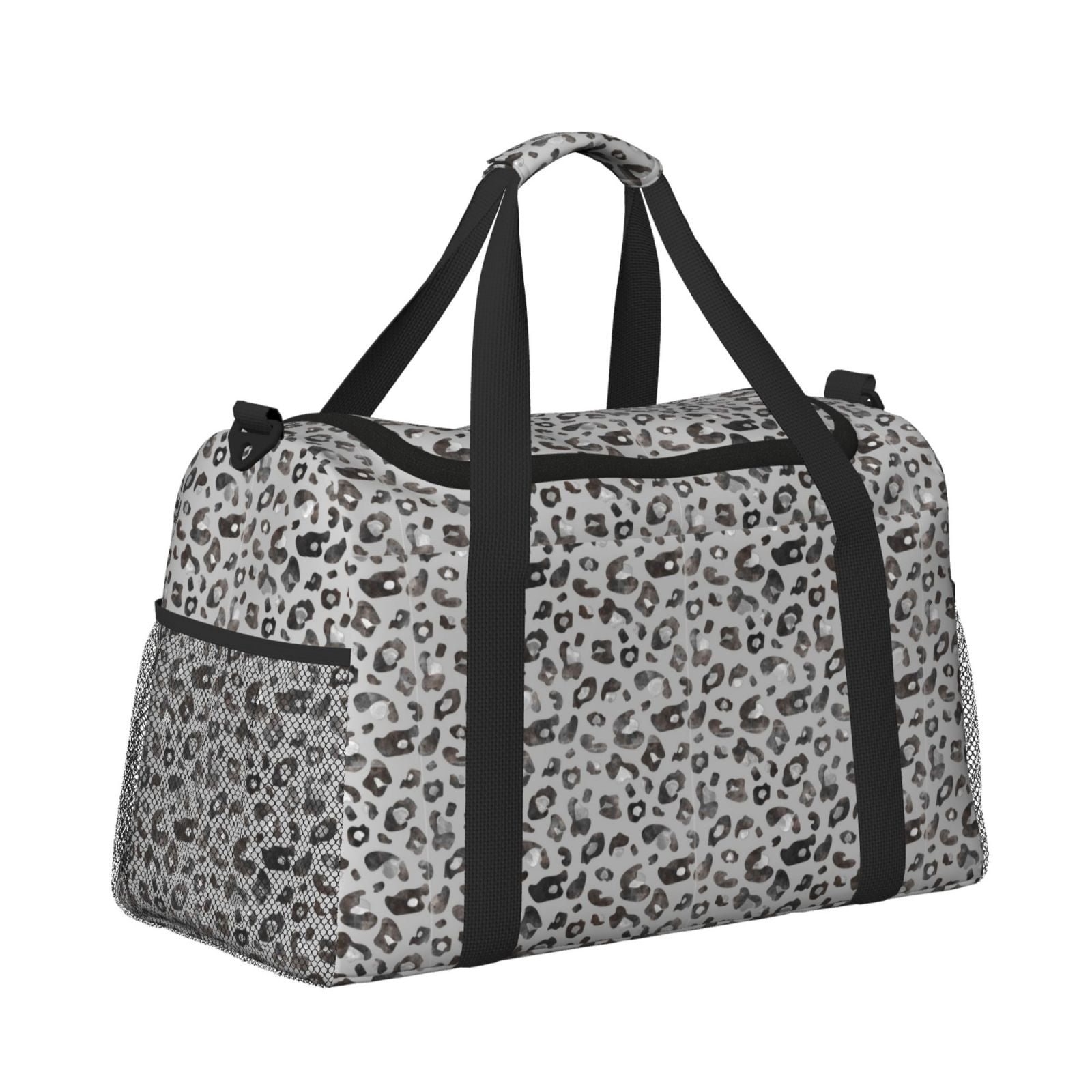 Ratiio Wild Animal Leopard Print Pattern Hand Travel Bag, Weekender Carry On for Women Men, Sports Gym Bag, Workout Duffel Bag, Overnight Shoulder Bag fit 15.6 Inch Laptop
