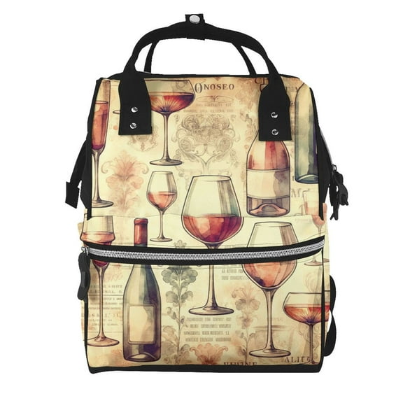 Ratiio Wine Mummy Backpack - Waterproof Twill Canvas, Large Capacity Diaper Bag with Multiple Pockets and Adjustable Straps