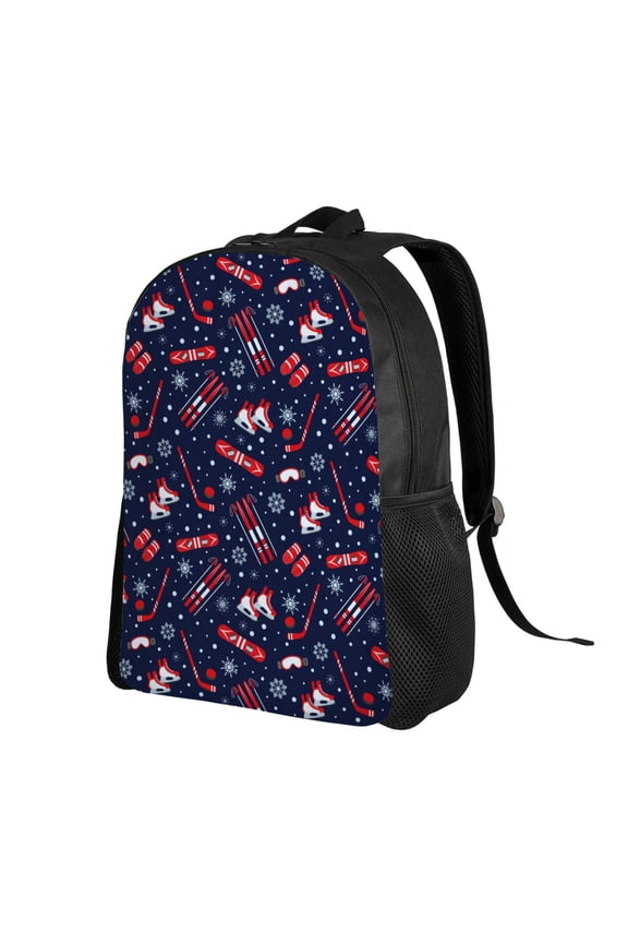 Winter Skiing Snowflakes Print Backpack with Padded 15-inch Laptop Sleeve- Spacious and Durable Daypack for Work and Travel