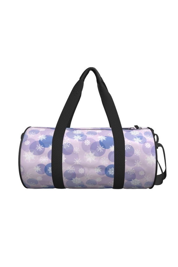 Winter With Snowflakes Pattern Foldable Sports Gym Bag with Wet Dry Pocket, Ultralight Travel Bag, Large Capacity Duffel Bag, Splash Proof Carry on Bag, Overnight Bag, Weekender Bag for Travel