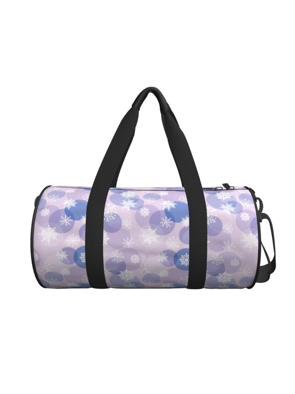Winter With Snowflakes Pattern Foldable Sports Gym Bag with Wet Dry Pocket, Ultralight Travel Bag, Large Capacity Duffel Bag, Splash Proof Carry on Bag, Overnight Bag, Weekender Bag for Travel