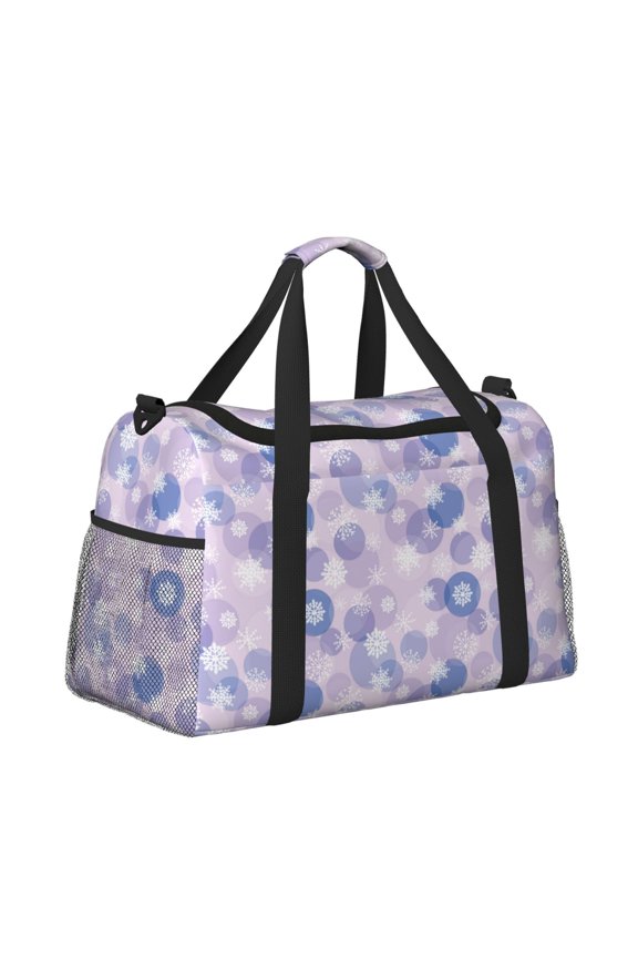 Winter With Snowflakes Pattern Hand Travel Bag, Weekender Carry On for Women Men, Sports Gym Bag, Workout Duffel Bag, Overnight Shoulder Bag fit 15.6 Inch Laptop