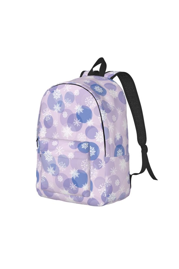 Winter With Snowflakes Print Canvas Backpack for Women & Men Retro Aesthetic Rucksack Basic Backpack for High School/College Students Travel Laptop Bag