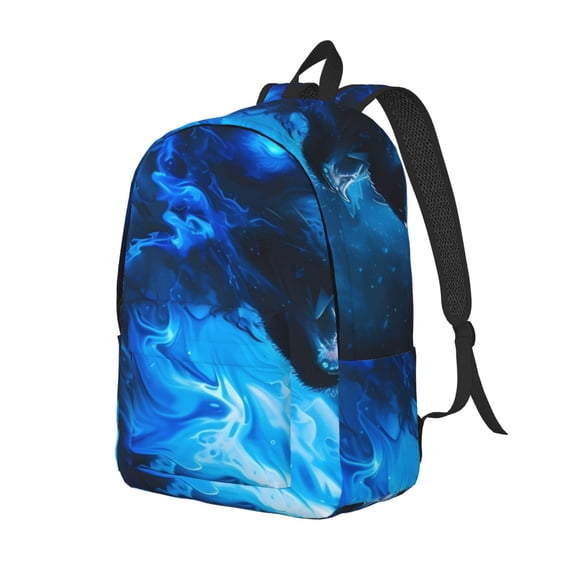 Ratiio Wolf Print Canvas Backpack for Women & Men Retro Aesthetic Rucksack Basic Backpack for High School/College Students Travel Laptop Bag
