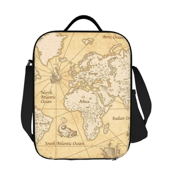 Ratiio World Map Print Lunch Box - Reusable Lunch Bag Men Adult Women- Insulated LunchBox