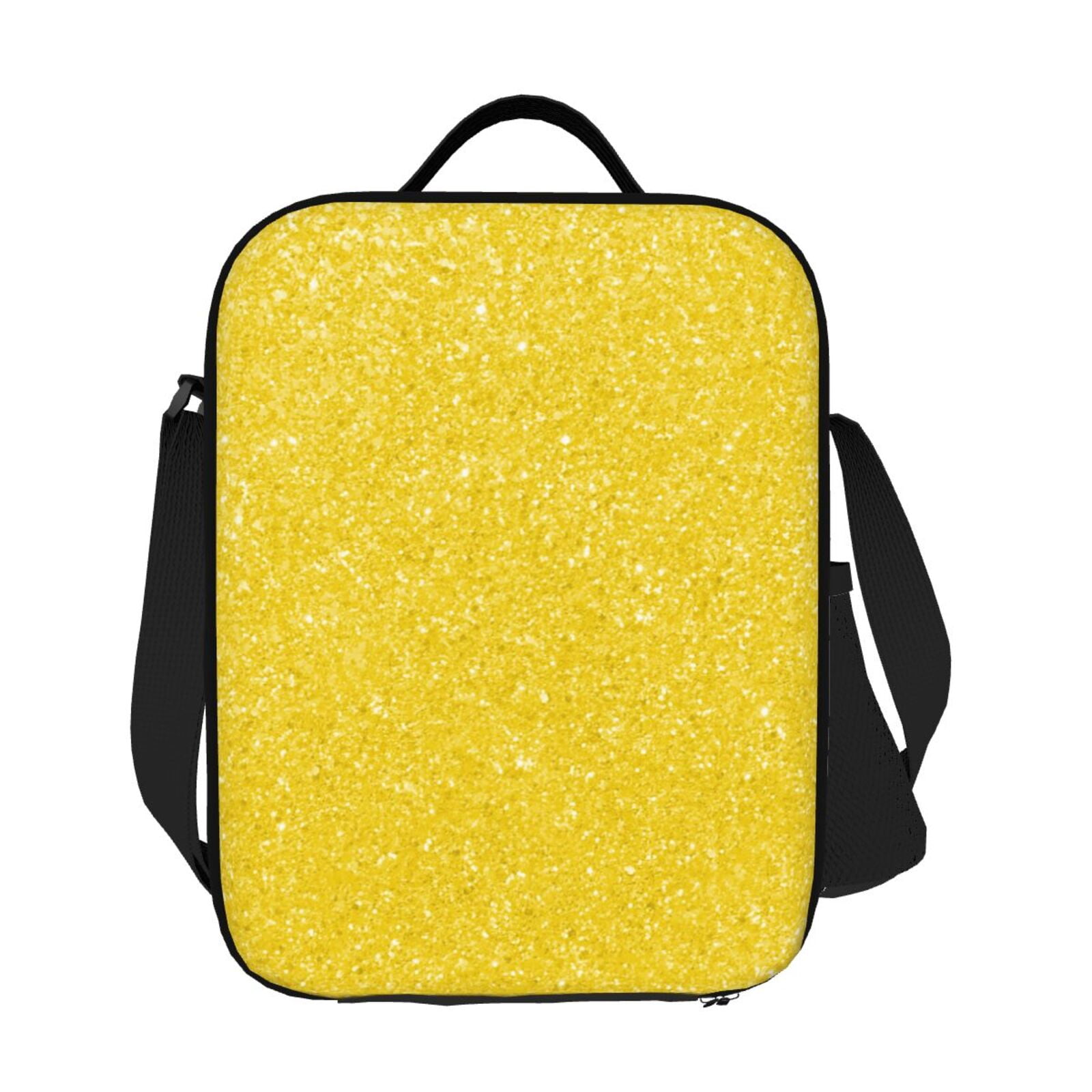 Ratiio Yellow Glitter Print Lunch Box - Reusable Lunch Bag Men Adult Women- Insulated LunchBox
