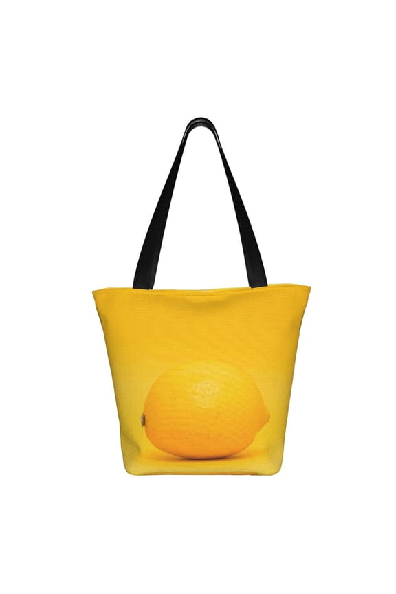 Yellow Lemon Print Shoulder Bag for Women, Polyester Crossbody Purse Lightweight Handbag for Daily Travel and Casual Use