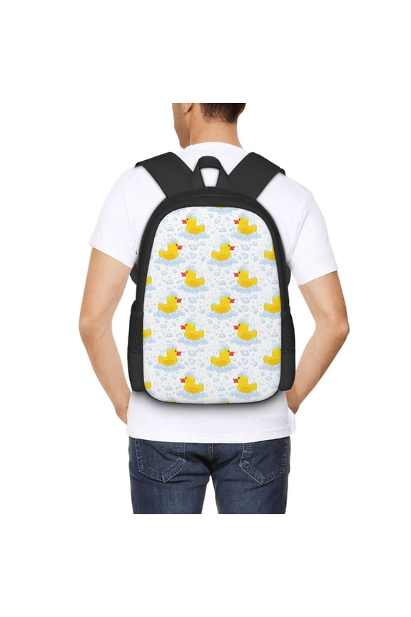 Yellow Rubber Duck Backpack for Men and Women - Durable 600D Oxford Cloth -Large Capacity, Water-Resistant School, Travel, and Hiking Bag