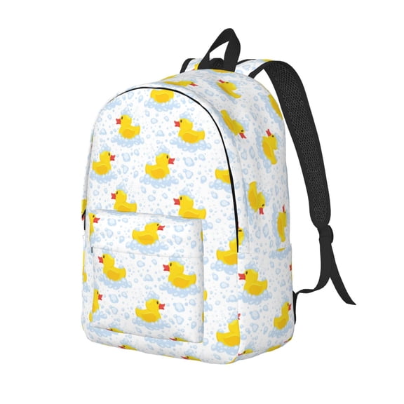 Ratiio Yellow Rubber Duck Print Canvas Backpack for Women & Men Retro Aesthetic Rucksack Basic Backpack for High School/College Students Travel Laptop Bag