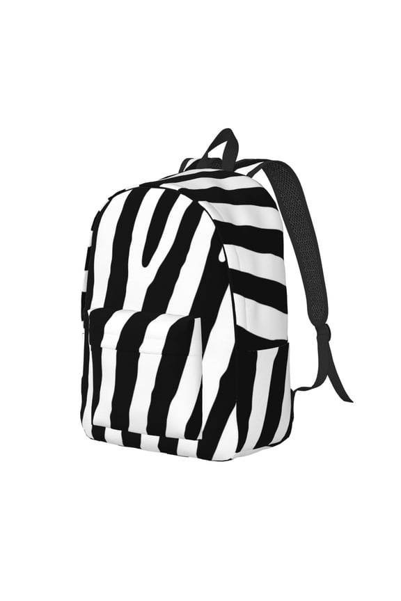 Zebra Print Canvas Backpack for Women & Men Retro Aesthetic Rucksack Basic Backpack for High School/College Students Travel Laptop Bag