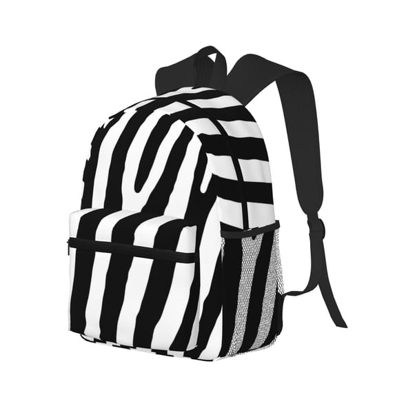 Ratiio Zebra Print Casual Backpack for Men and Women, Water Resistant Oxford Fabric School Bag Lightweight Travel Daypack