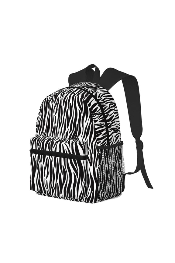 Zebra Print Casual Backpack for Men and Women, Water Resistant Oxford Fabric School Bag Lightweight Travel Daypack