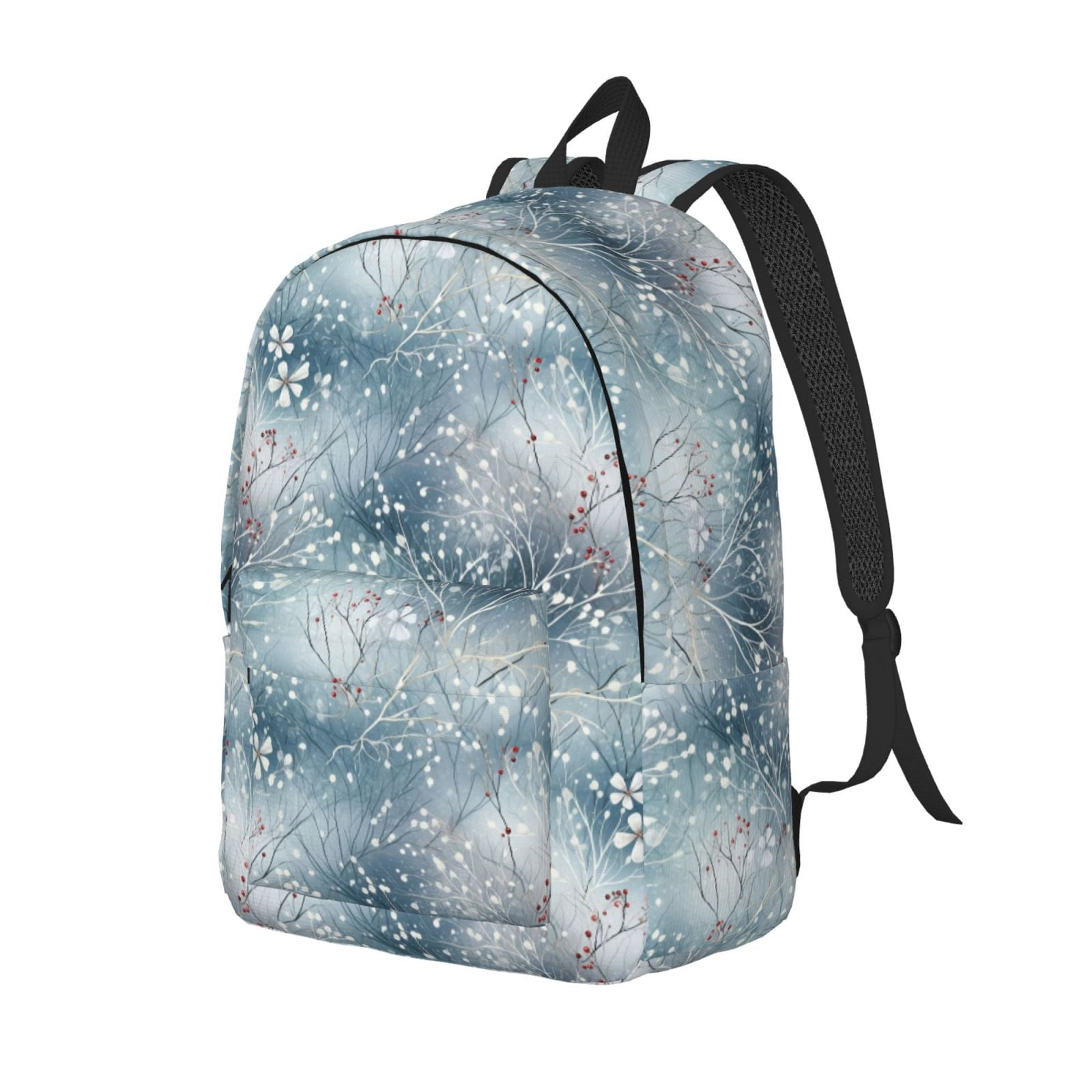 Asthetic Ricksack Ratiio enchanted winter snowflake holly Print Canvas Backpack for Women ...