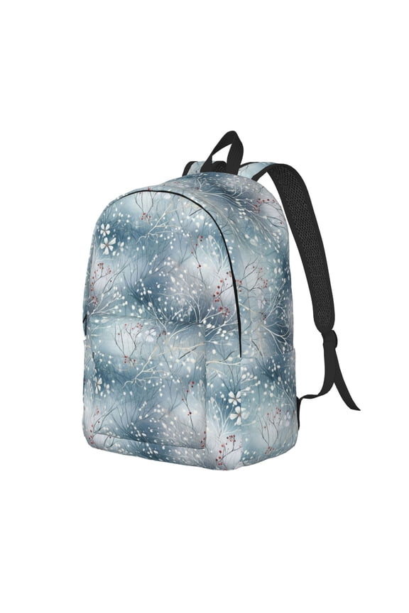 enchanted winter snowflake holly Print Canvas Backpack for Women & Men Retro Aesthetic Rucksack Basic Backpack for High School/College Students Travel Laptop Bag