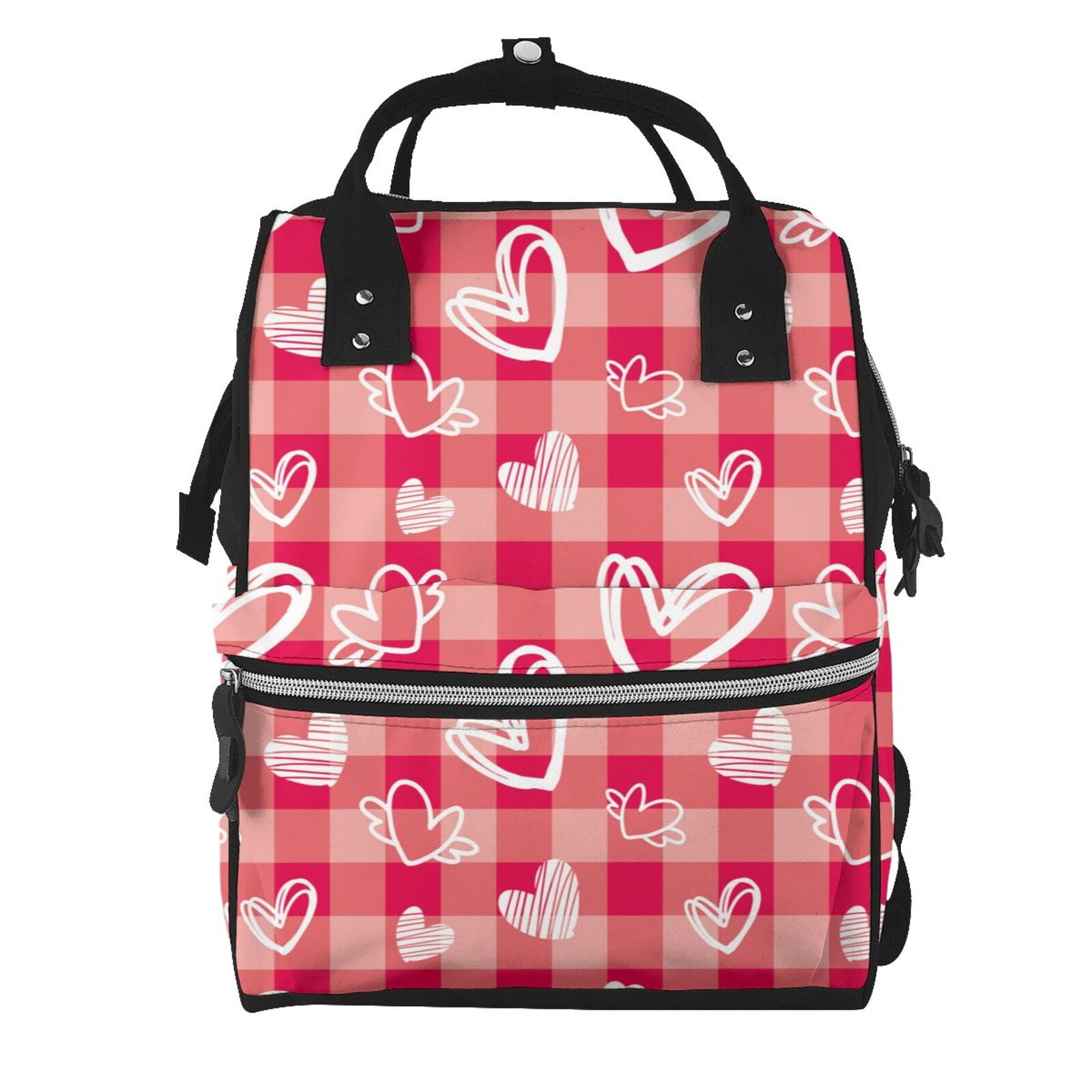 Ratiio valentine day with heart Mummy Backpack - Waterproof Twill Canvas, Large Capacity Diaper Bag with Multiple Pockets and Adjustable Straps