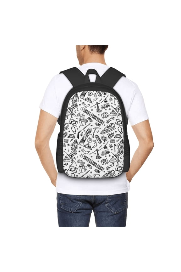 winter Ski Element Backpack for Men and Women - Durable 600D Oxford Cloth -Large Capacity, Water-Resistant School, Travel, and Hiking Bag